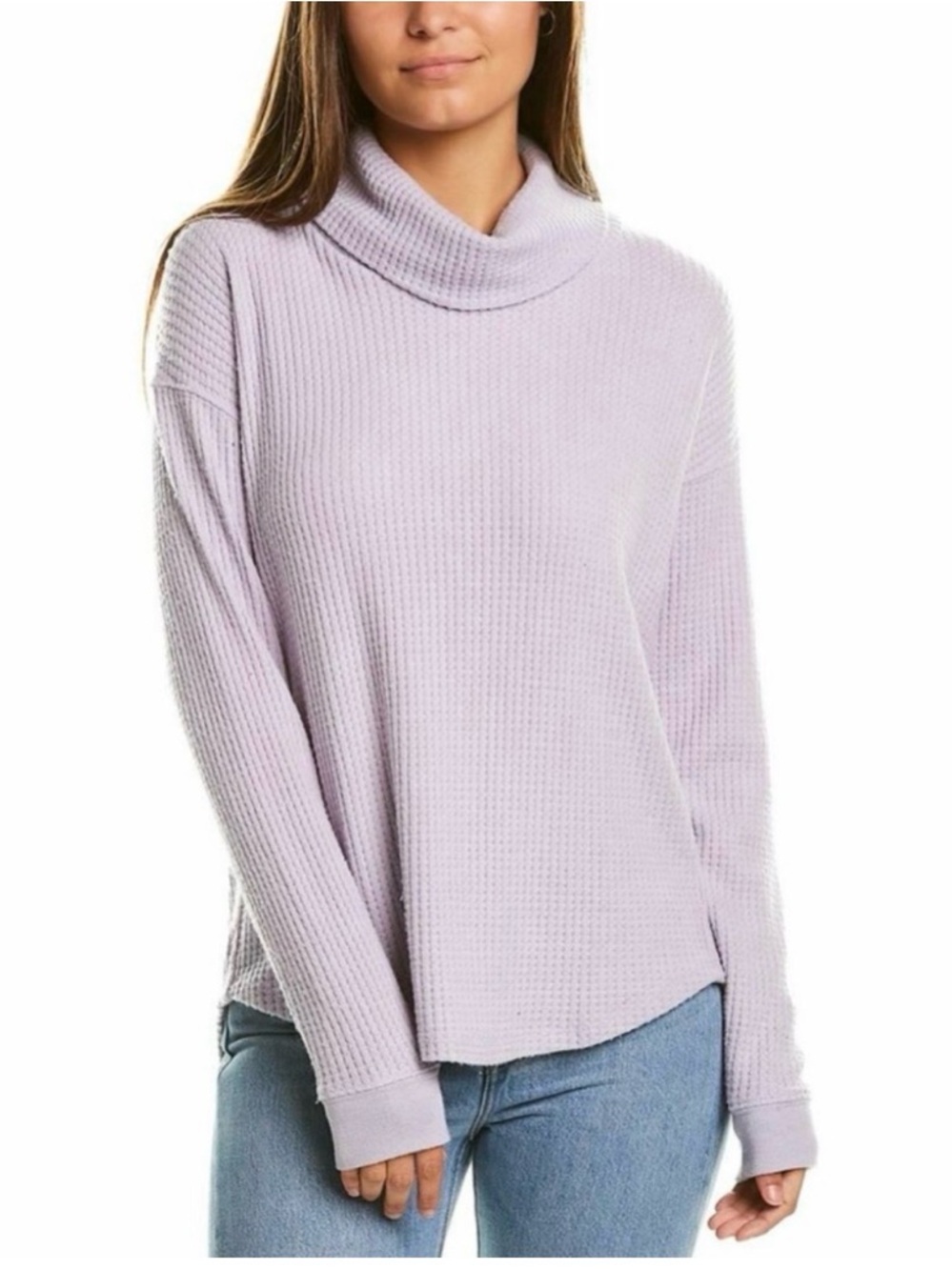 Splendid Women's Lavender Turtleneck Waffle Knit Sweater